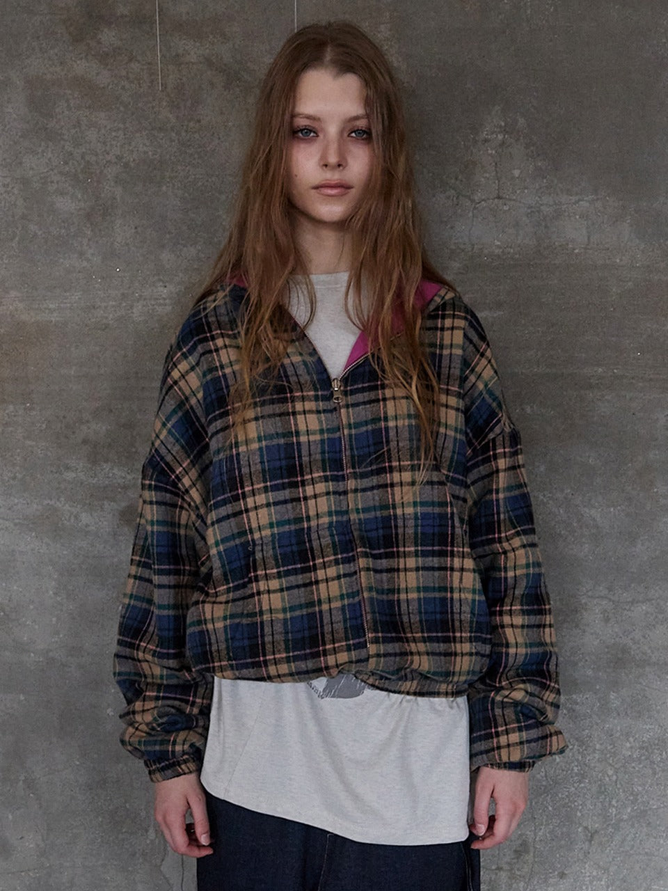 expired-girl-ss-25-check-hoodie-zip-up-blueberry-blueberry-s