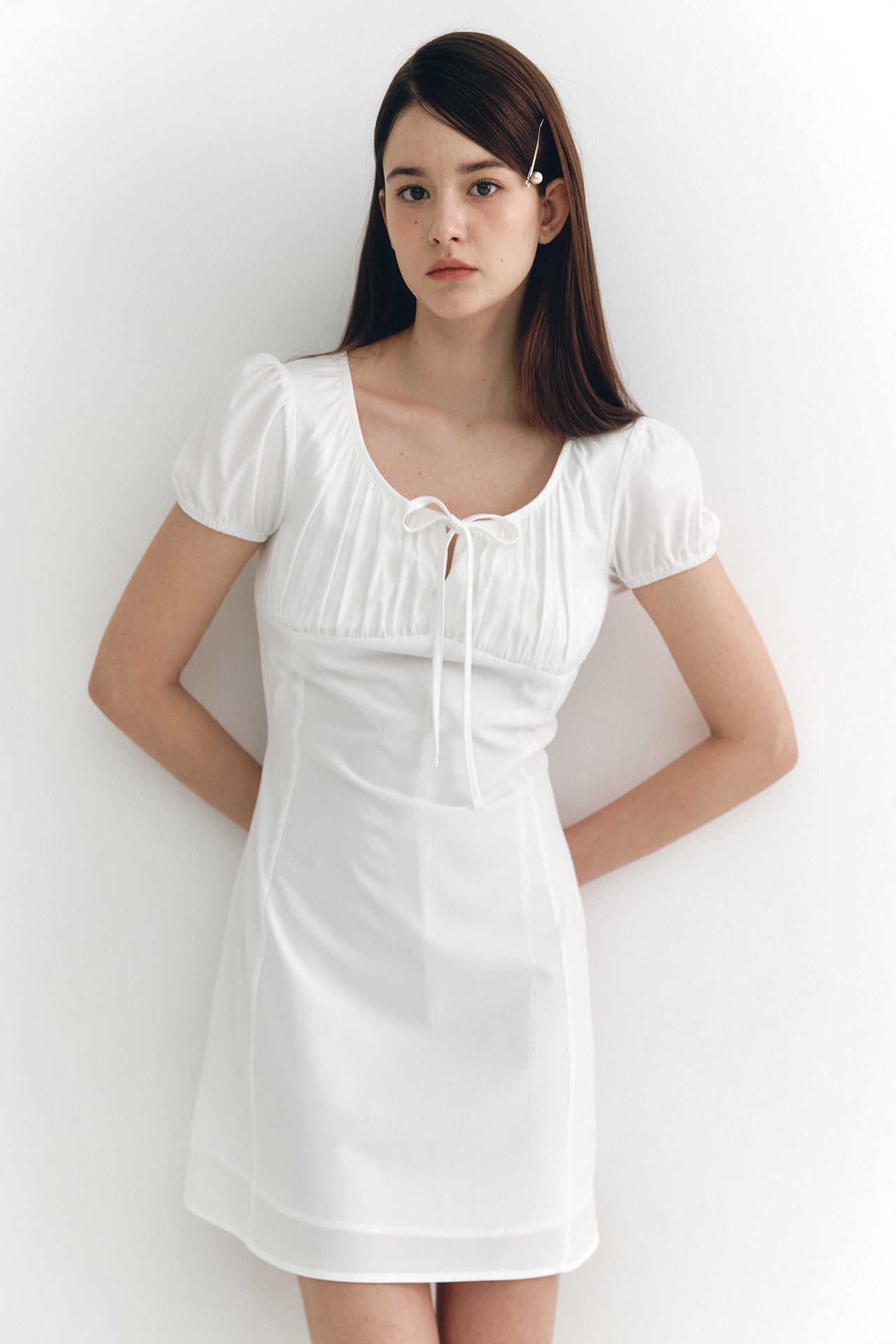 moilly-ss-25-shirring-mini-dress-white