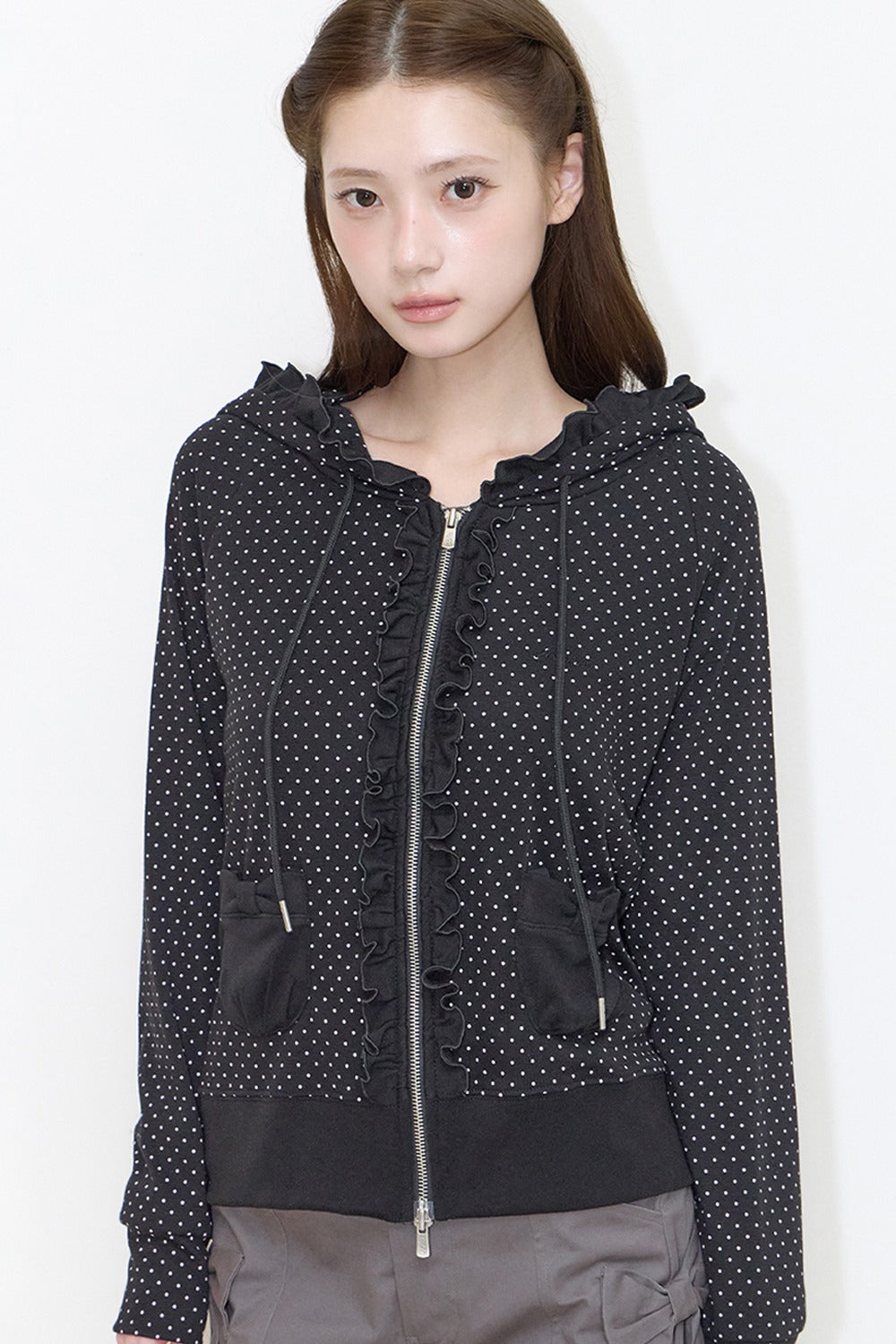 illigo-fw-26-frill-dot-hooded-zip-up-black-black-s