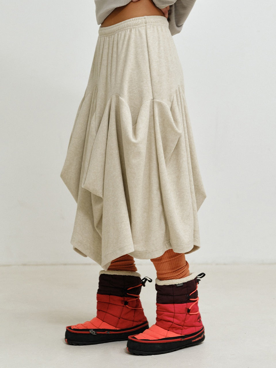 plzproject-fw-26-wave-terry-skirt-beige-beige-s
