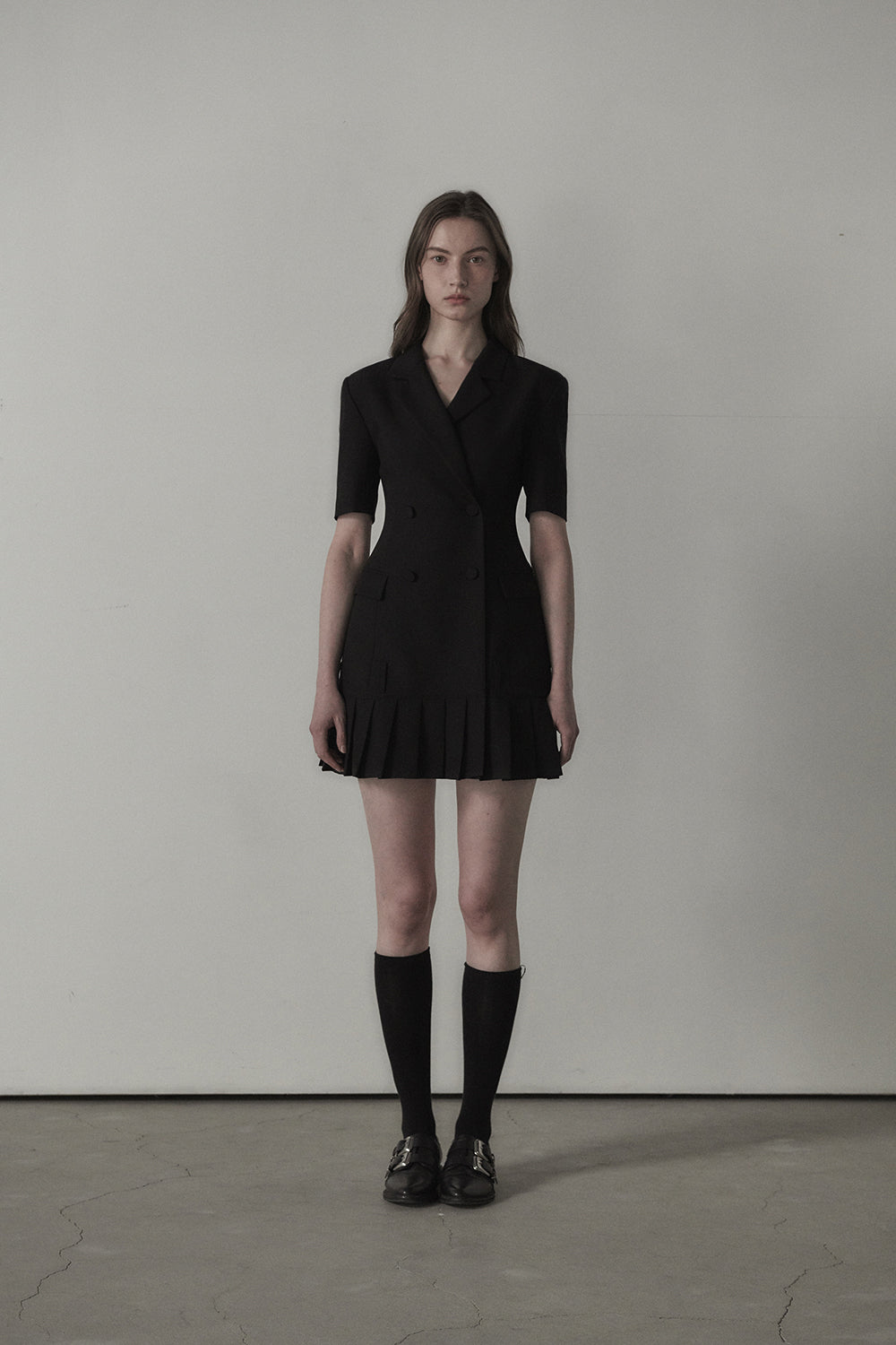 mausoleum-ss-24-jenn-pleated-halfsleeve-suit-jacket-dress-black