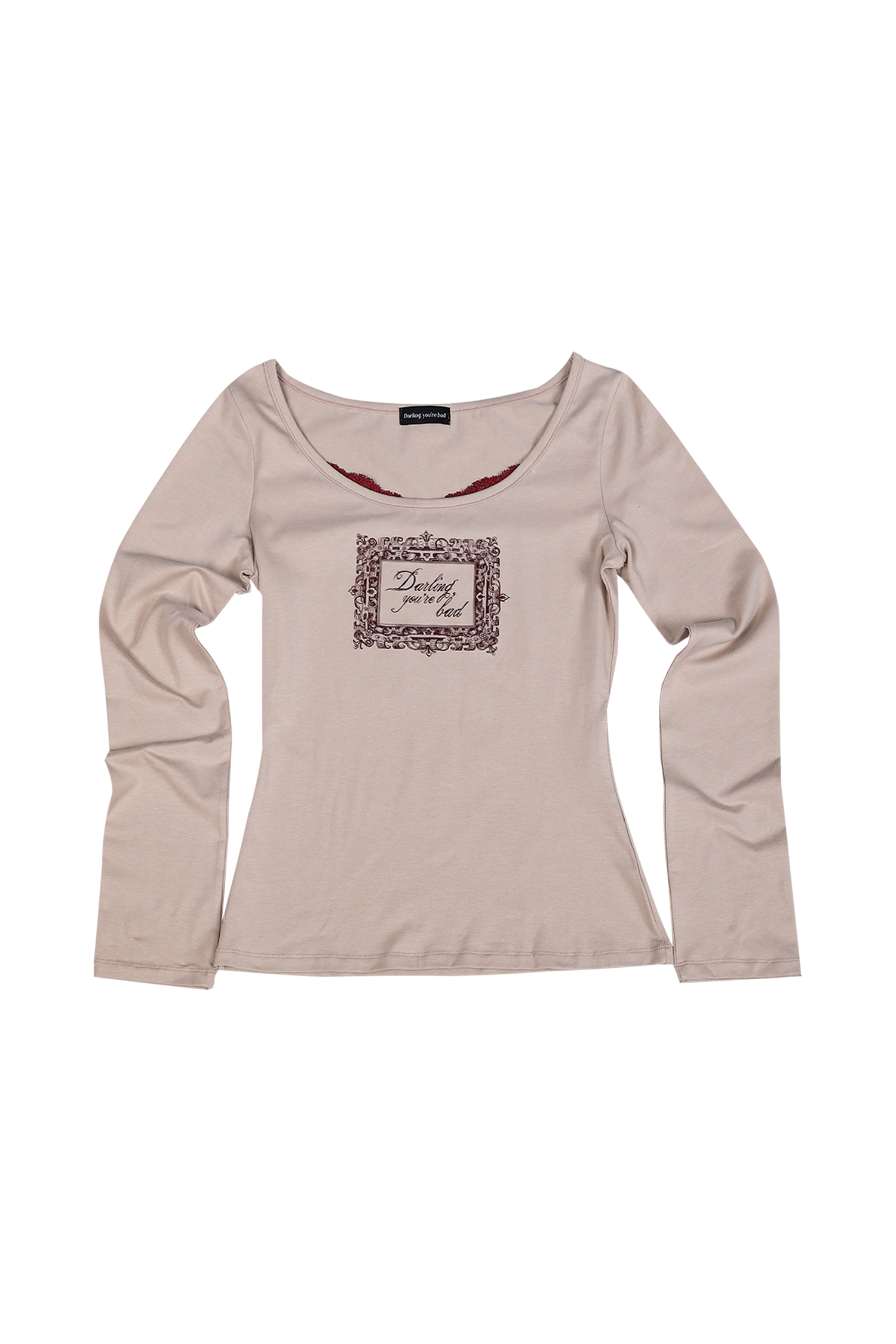 darling-you-are-bad-fw-24-lace-frame-tshirt-#beige