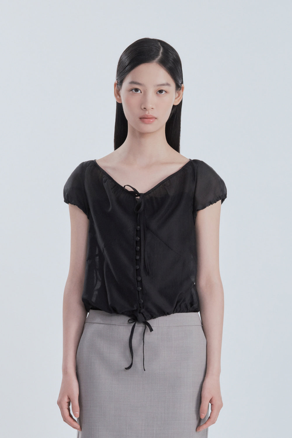 mausoleum-fw-26-sheer-ribbon-tie-shirring-blouse-black-black-s
