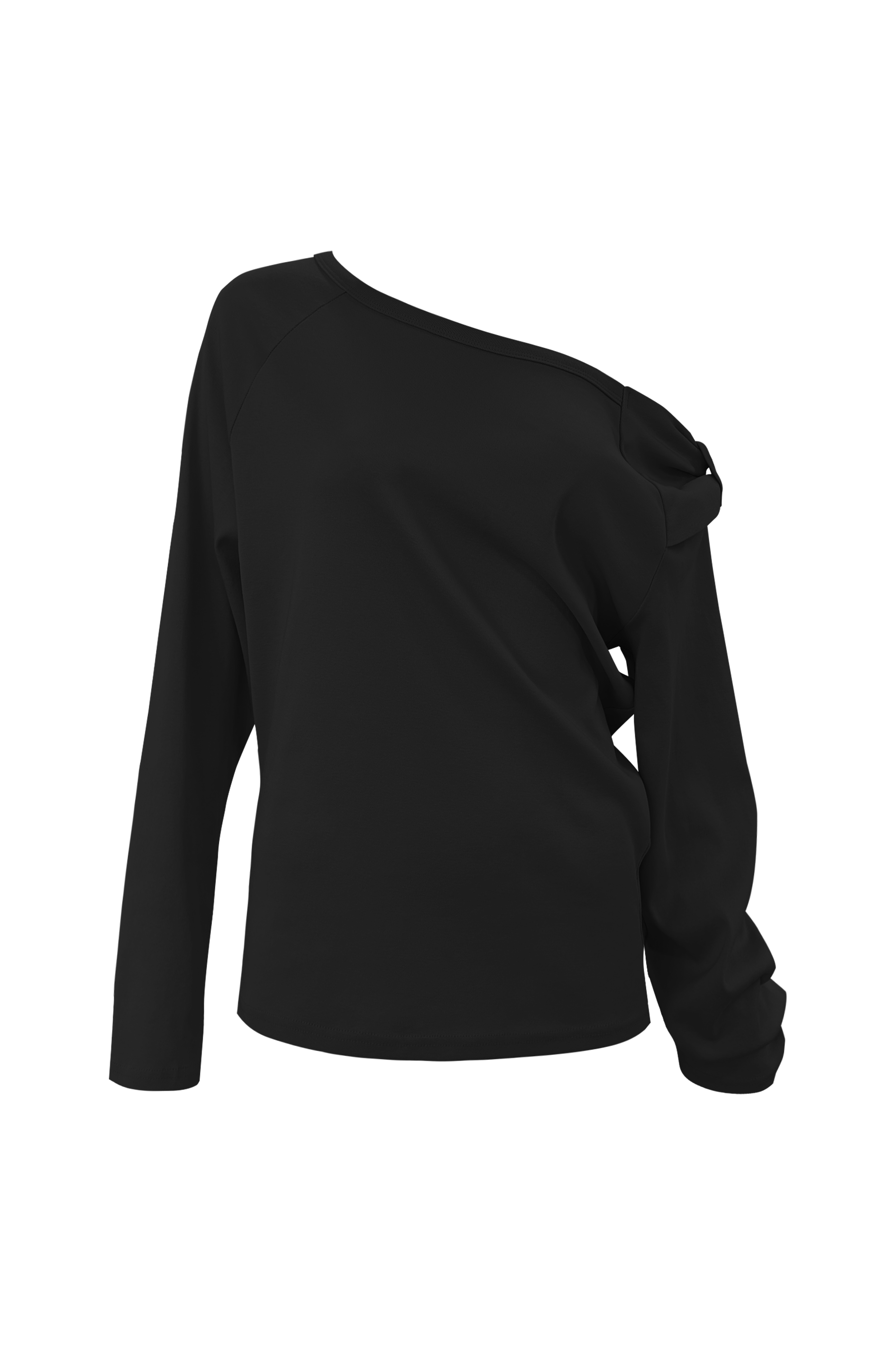 chemehc-ss-26-bow-one-shoulder-long-sleeve-black-black-s