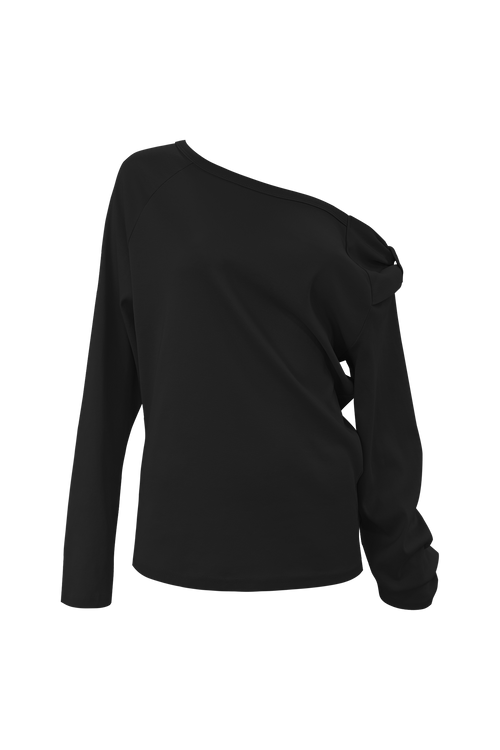 chemehc-ss-26-bow-one-shoulder-long-sleeve-black-black-s