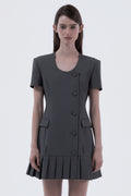 mausoleum-ss-26-jenn-round-neck-pleated-half-sleeve-suit-jacket-dress-grey-gray-s
