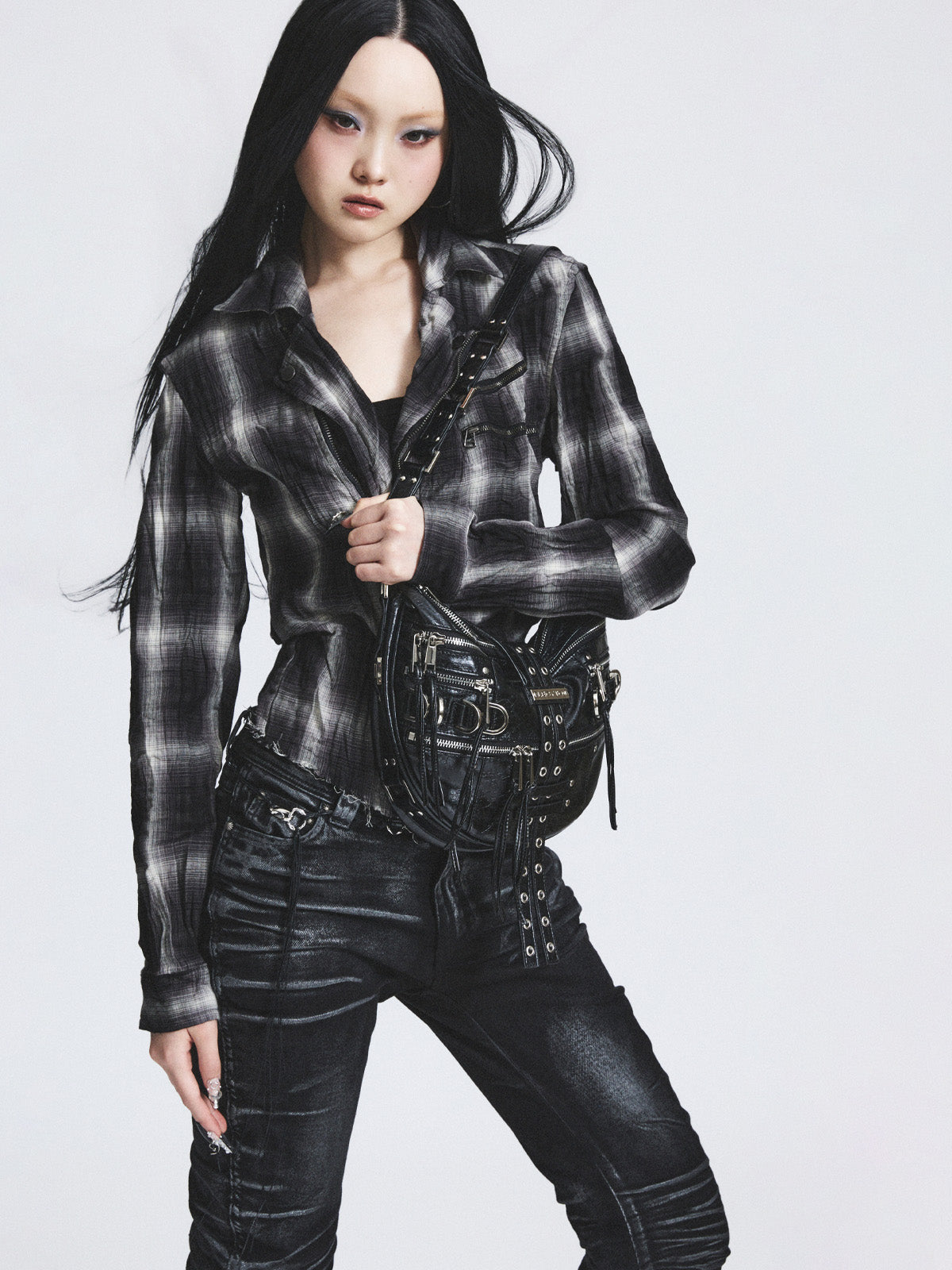 lecyto-ss-26-rider-check-shirt-black-black-s