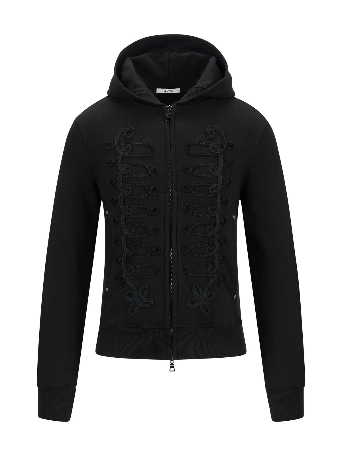 lecyto-fw-26-hussar-loop-zip-up-hoodie-black-black-s