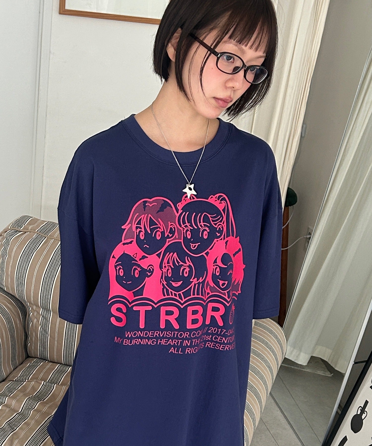 wonder-visitor-ss-26-strawberry-ep3-overfit-t-shirt-navy-navy-s