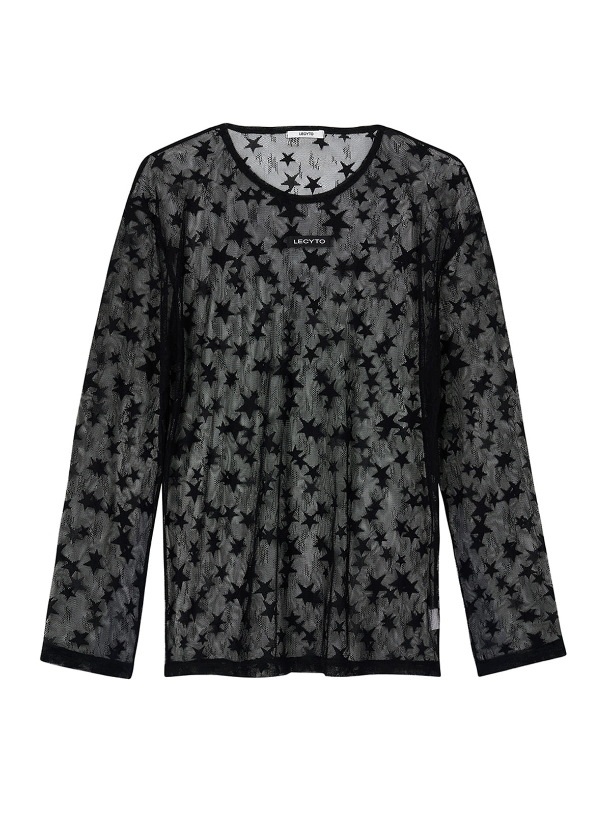 lecyto-fw-25-see-through-star-long-sleeve-black-black-s