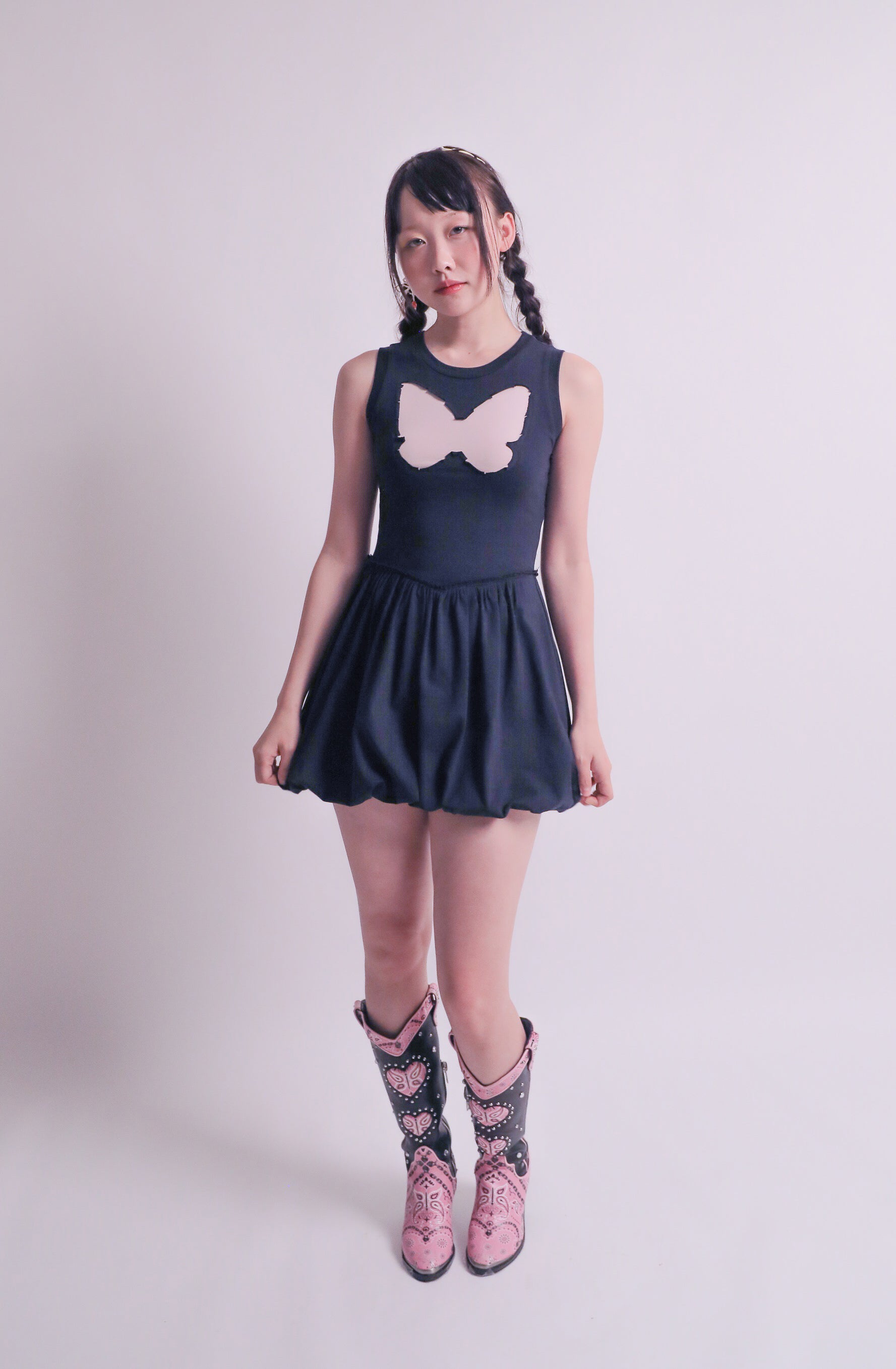 kichica-ss-25-butterfly-balloon-sleeveless-dress_navy