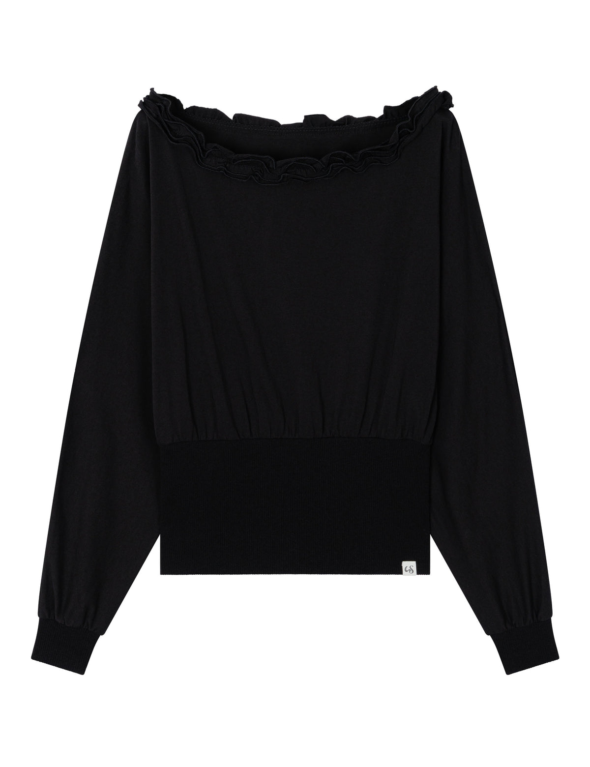 uglyshadow-fw-26-off-shoulder-ruffle-top-black-s