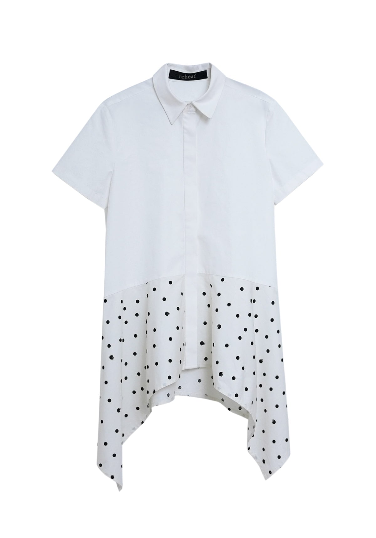 reheat-ss-25-cat-dot-flare-shirt-white-white-s