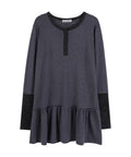 high-school-disco-ss-26-henley-neck-stripe-dress-charcoal-charcoal-s