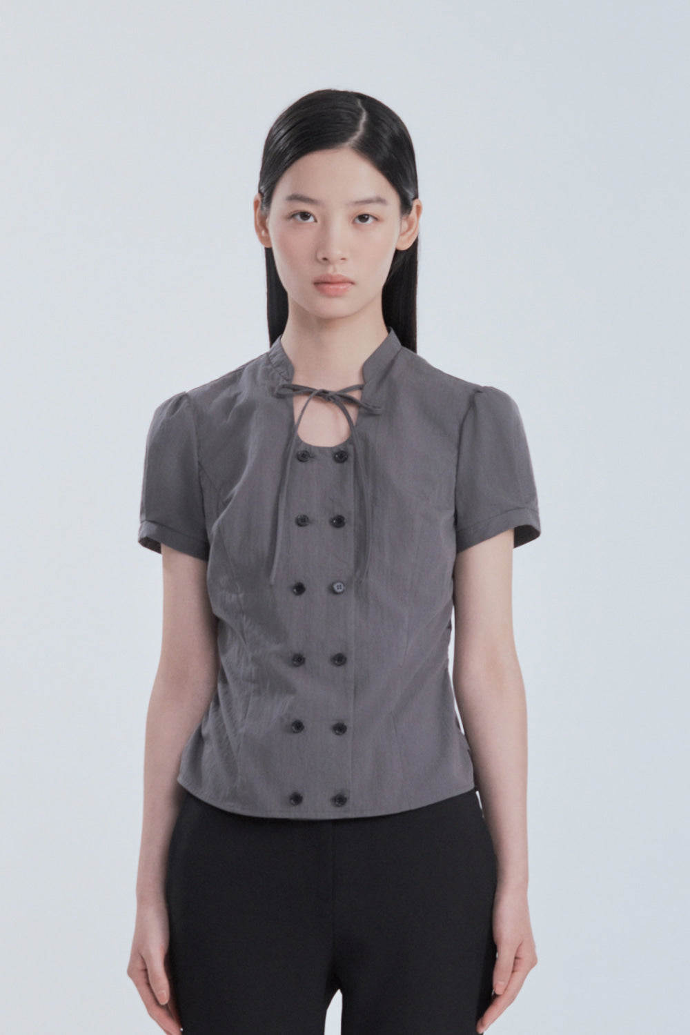 mausoleum-fw-26-string-tie-double-button-blouse-gray-gray-s