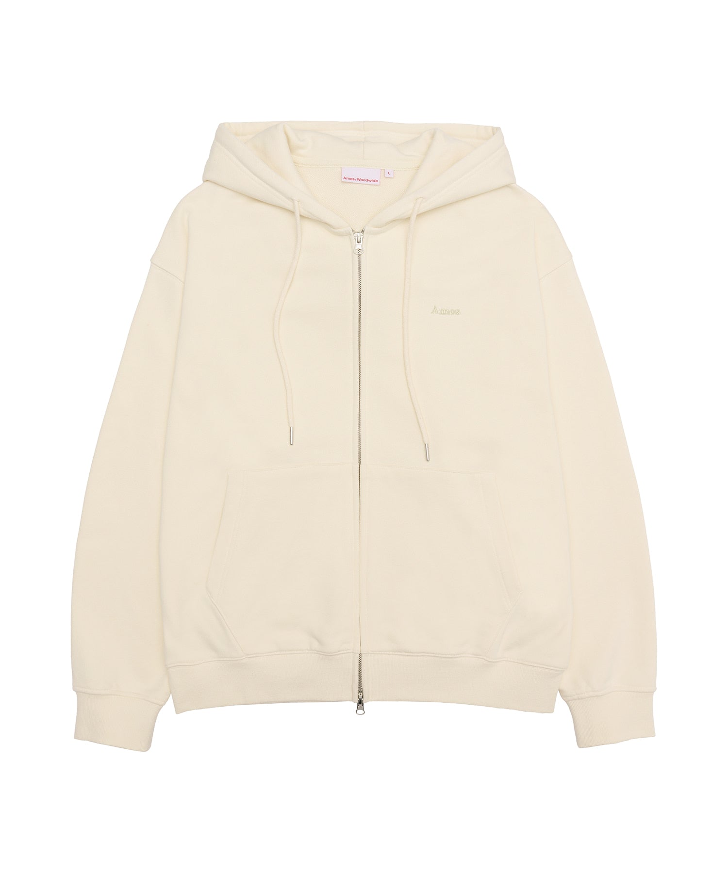 ames-worldwide-fw-25-basic-small-logo-hoodie-zip-up-cream-cream-s