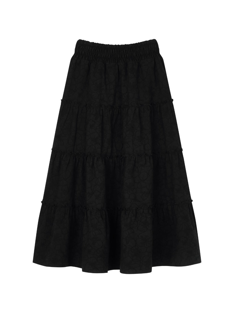 vadefy-fw-26-jacquard-shirring-tiered-long-skirt-black-black-s