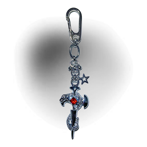3amgang-seasonless-pierced-cross-snake-keychain