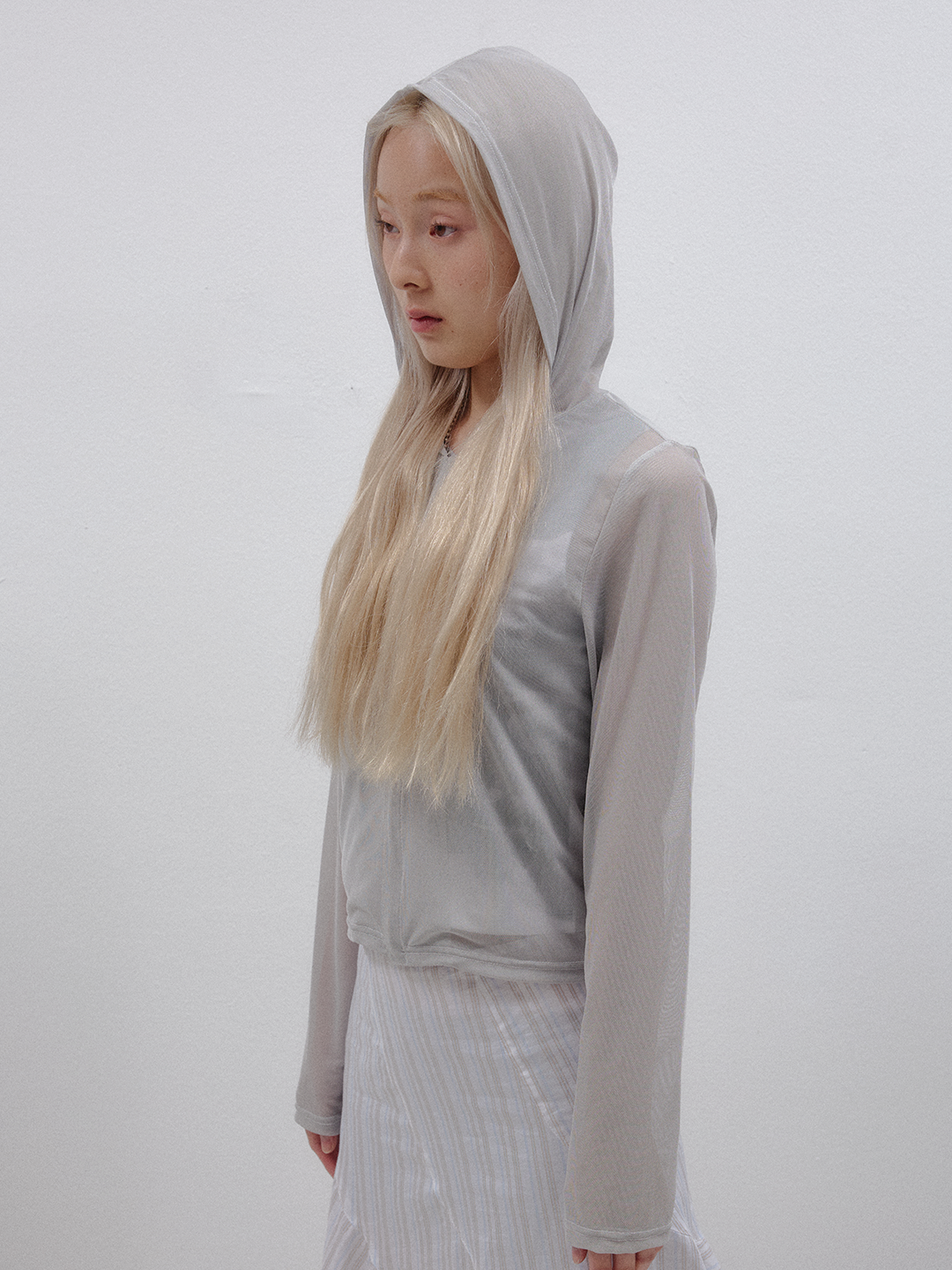 [PORICO] SUMMER SLIM HOODED ZIP-UP_GREY