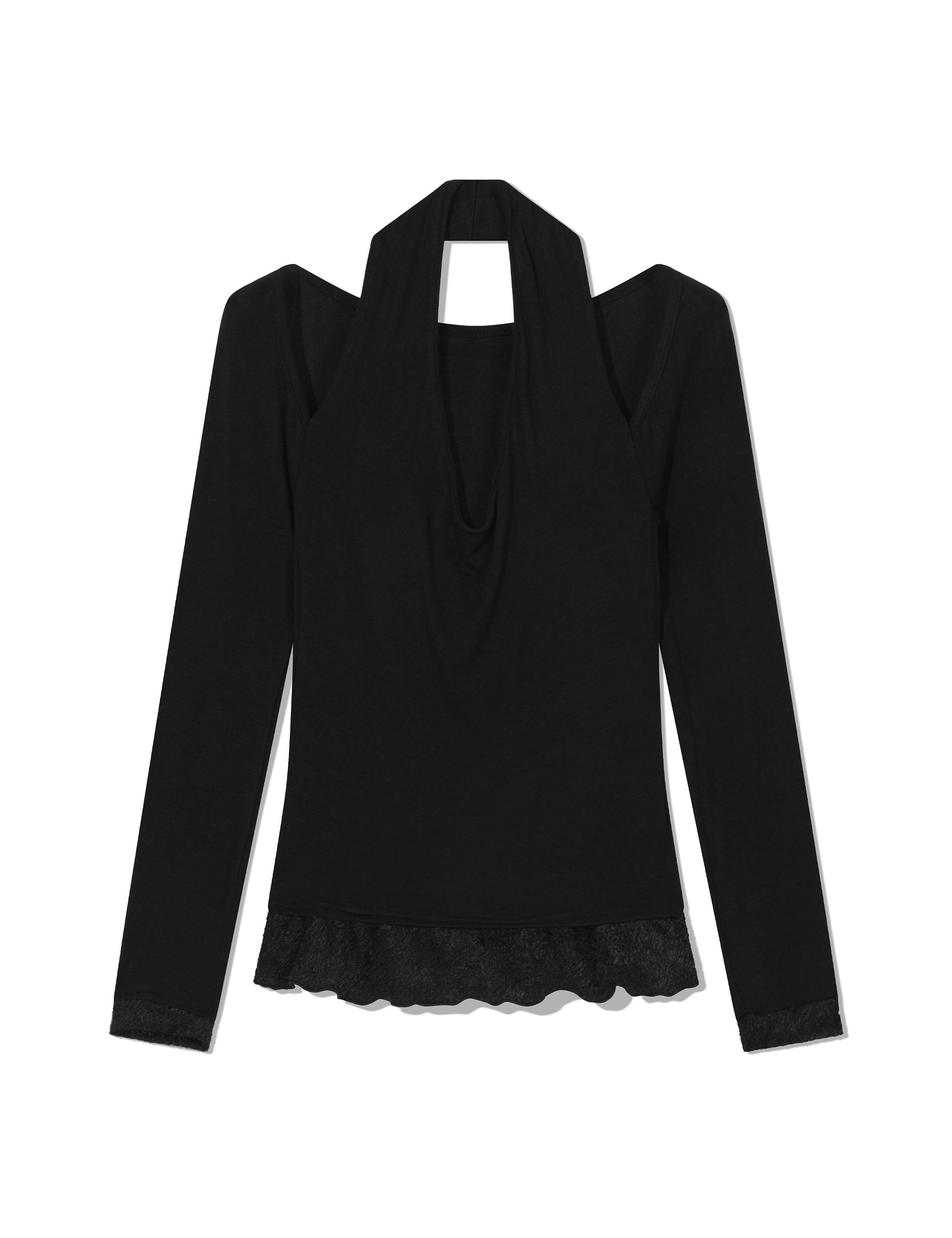 uglyshadow-fw-26-scarf-fur-frill-t-shirt-black-black-s