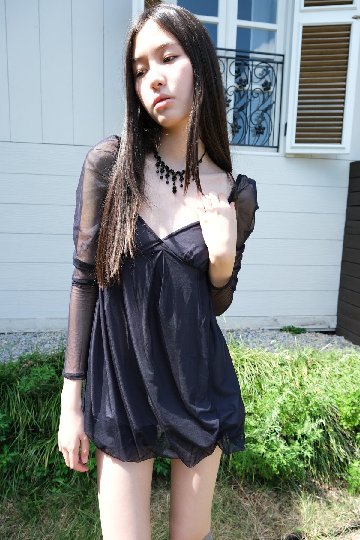 losesleepover-fw-26-mesh-fluff-babydoll-dress-deep-navy-deep-navy-s