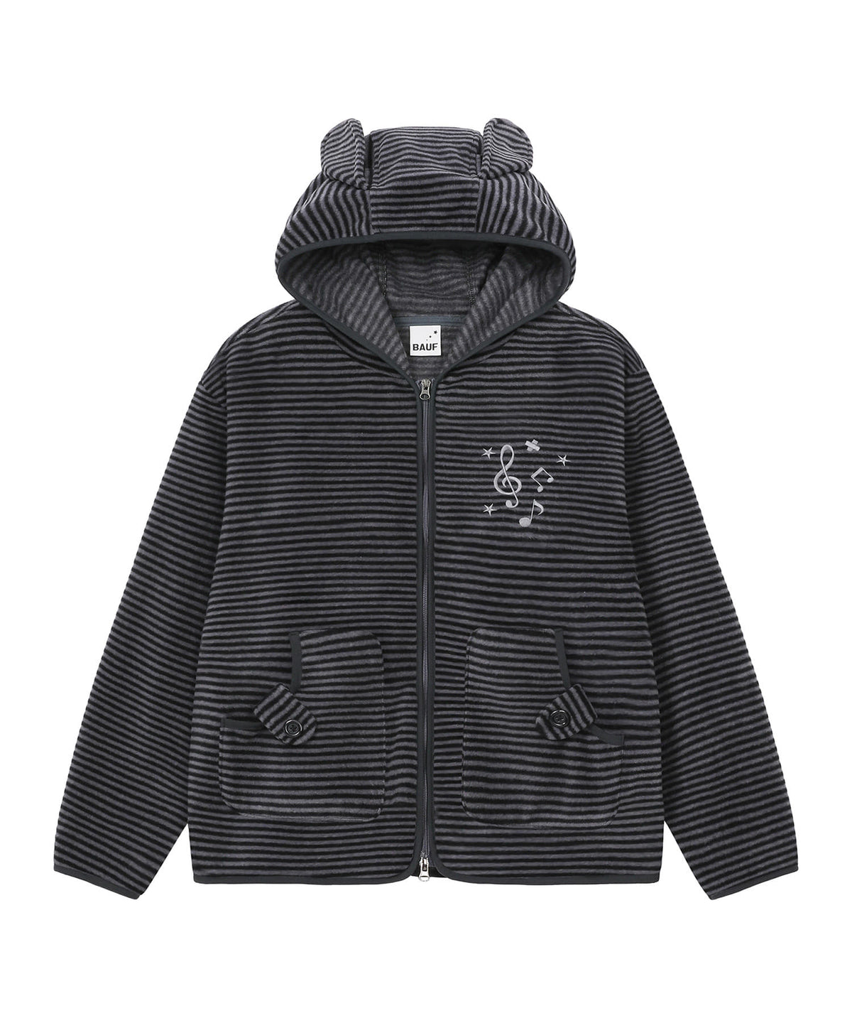 bauf-fw-26-puppy-ear-fleece-zip-up-jacket-striped-black-black-s