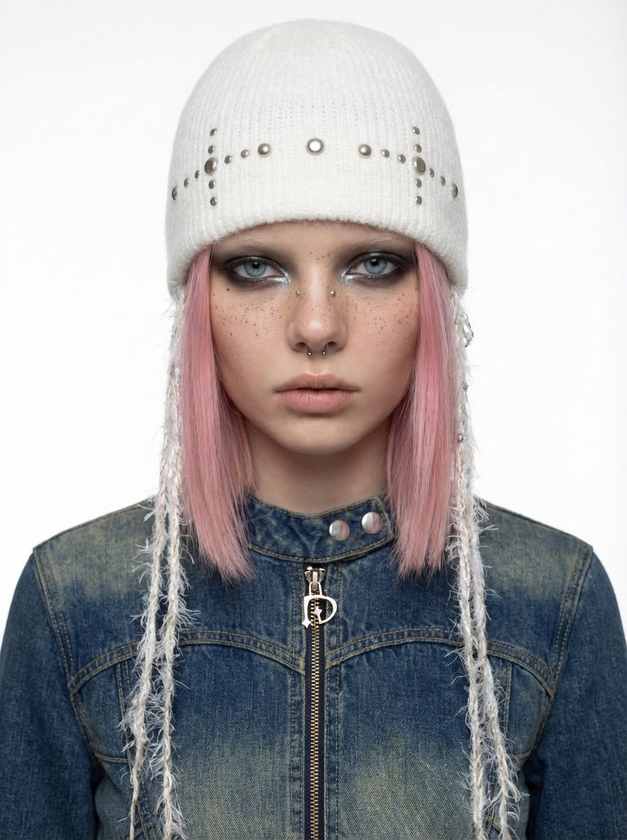 dilettantisme-ss-26-hand-braid-stud-beanie-wh-wh-s