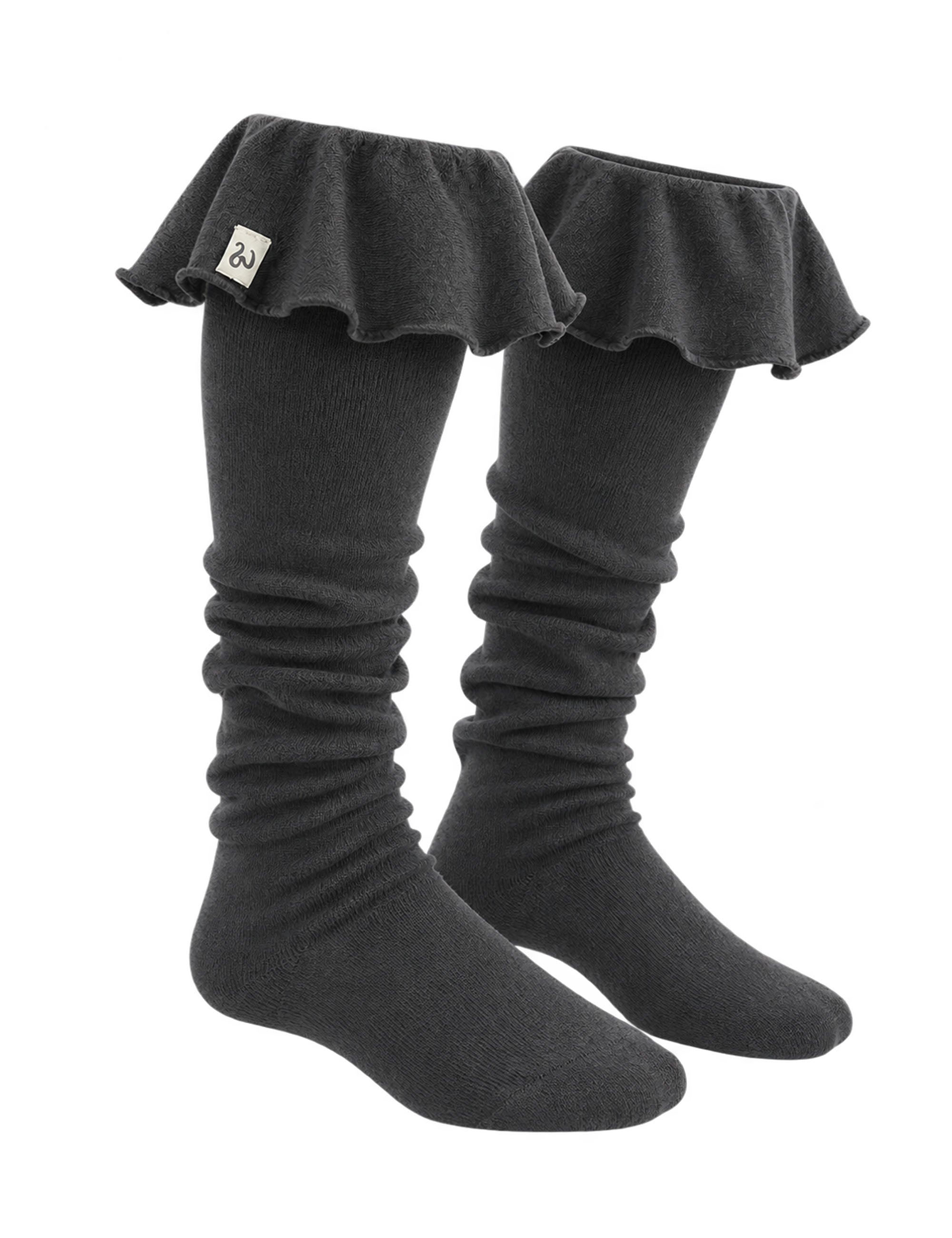 uglyshadow-fw-26-ruffle-long-socks-charcoal-charcoal-s