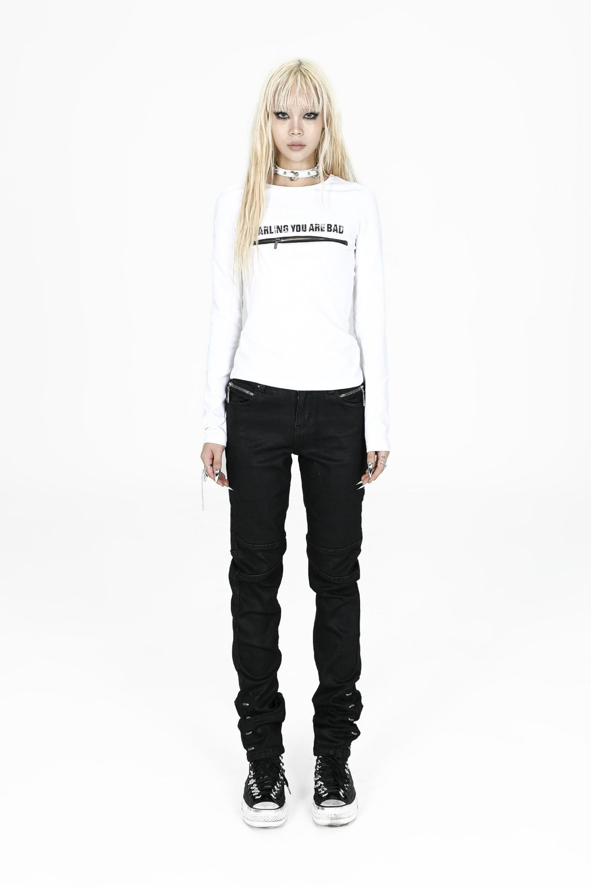 darling-you-are-bad-fw-26-unzipped-logo-t-shirt-black-tape-ver-white-white-s