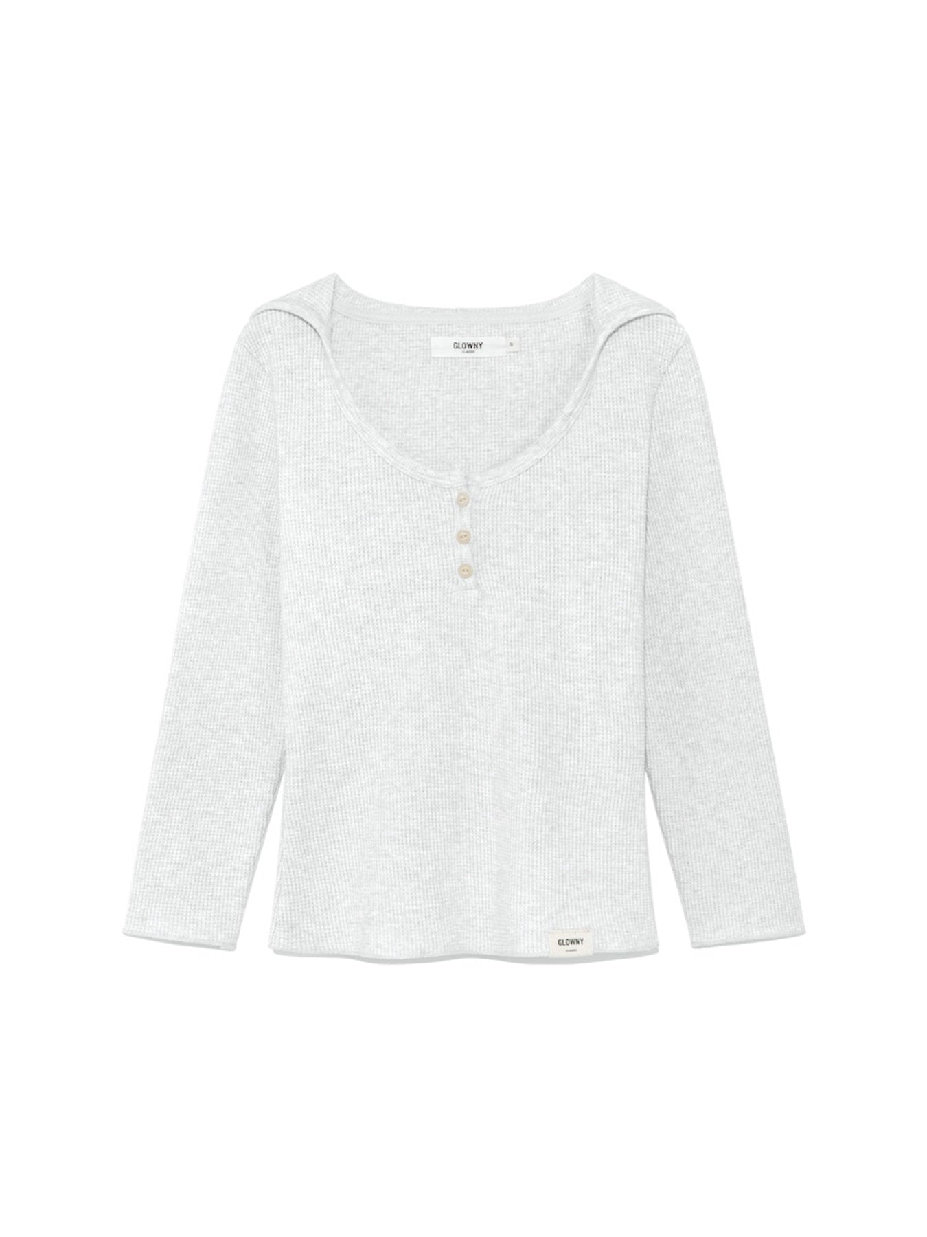 glowny-ss-26-3-4-g-waffle-button-fly-tee-melange-gray-gray-s