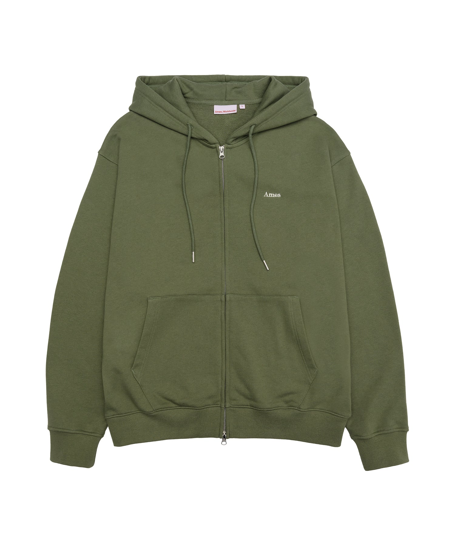 ames-worldwide-fw-25-basic-small-logo-hoodie-zip-up-khaki-khaki-s