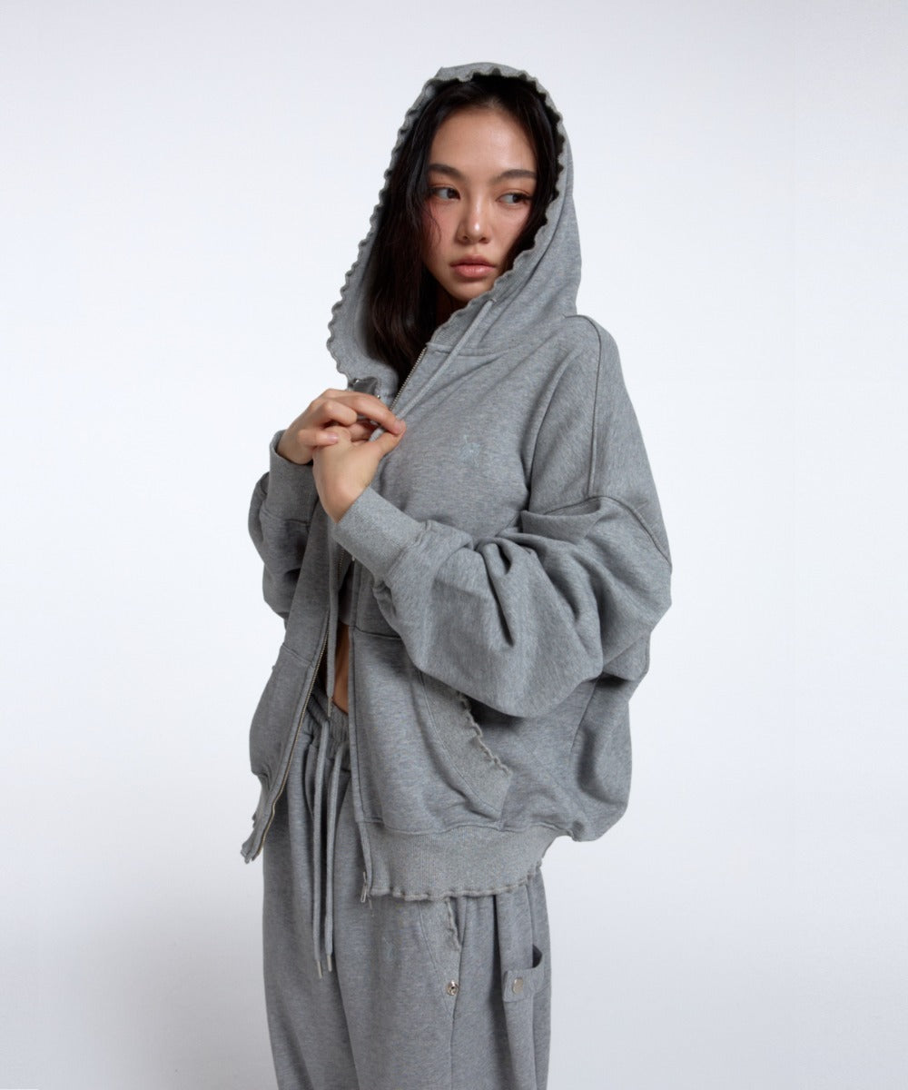 call-out-new-year-fw-26-washed-ruffle-hoodie-zip-up-melange-melange-gray-s