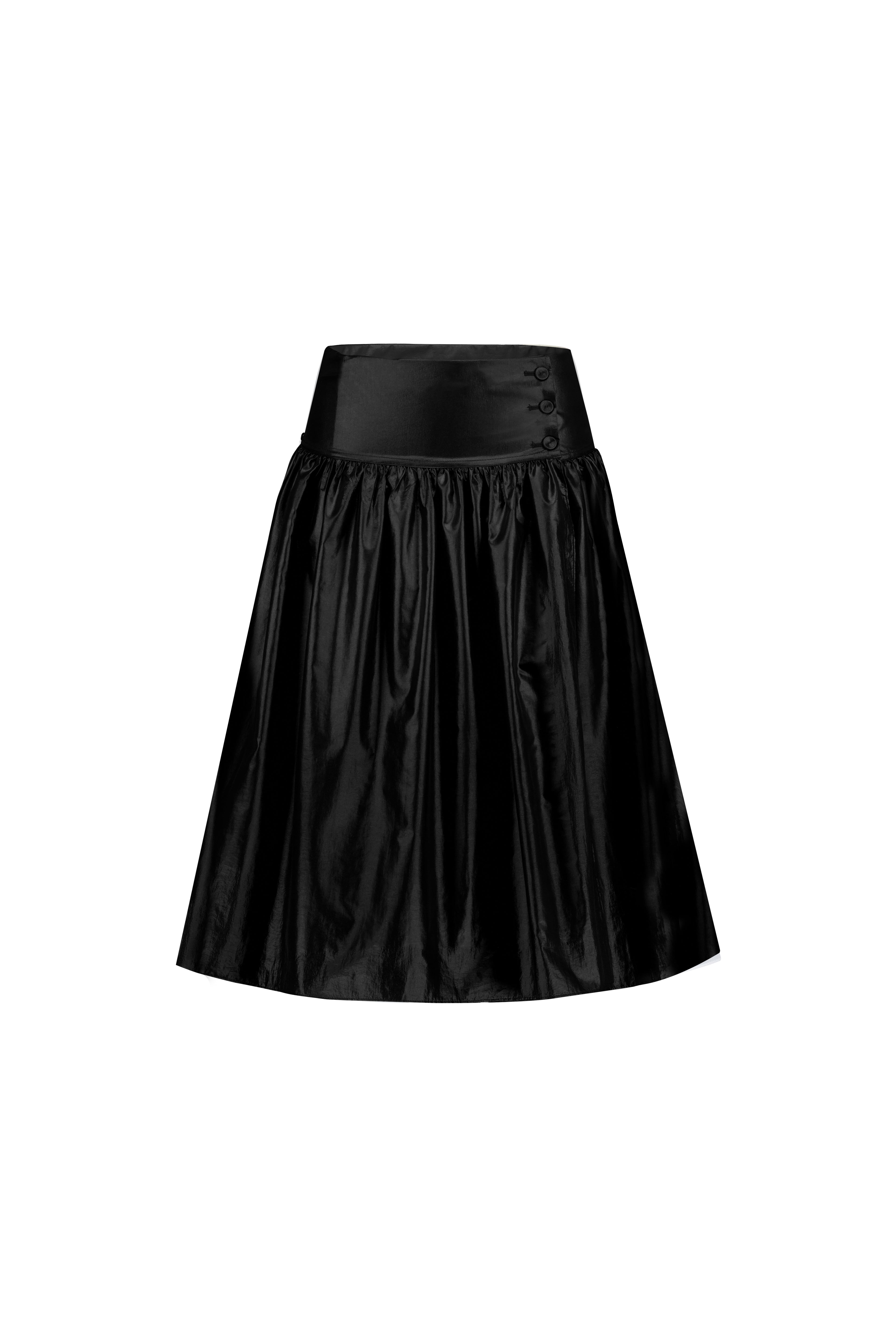 pokofosca-ss-25-glossy-button-wrap-skirt-(black)