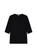 repos-ss-26-three-quarter-sleeve-v-neck-t-shirt-black-black-s