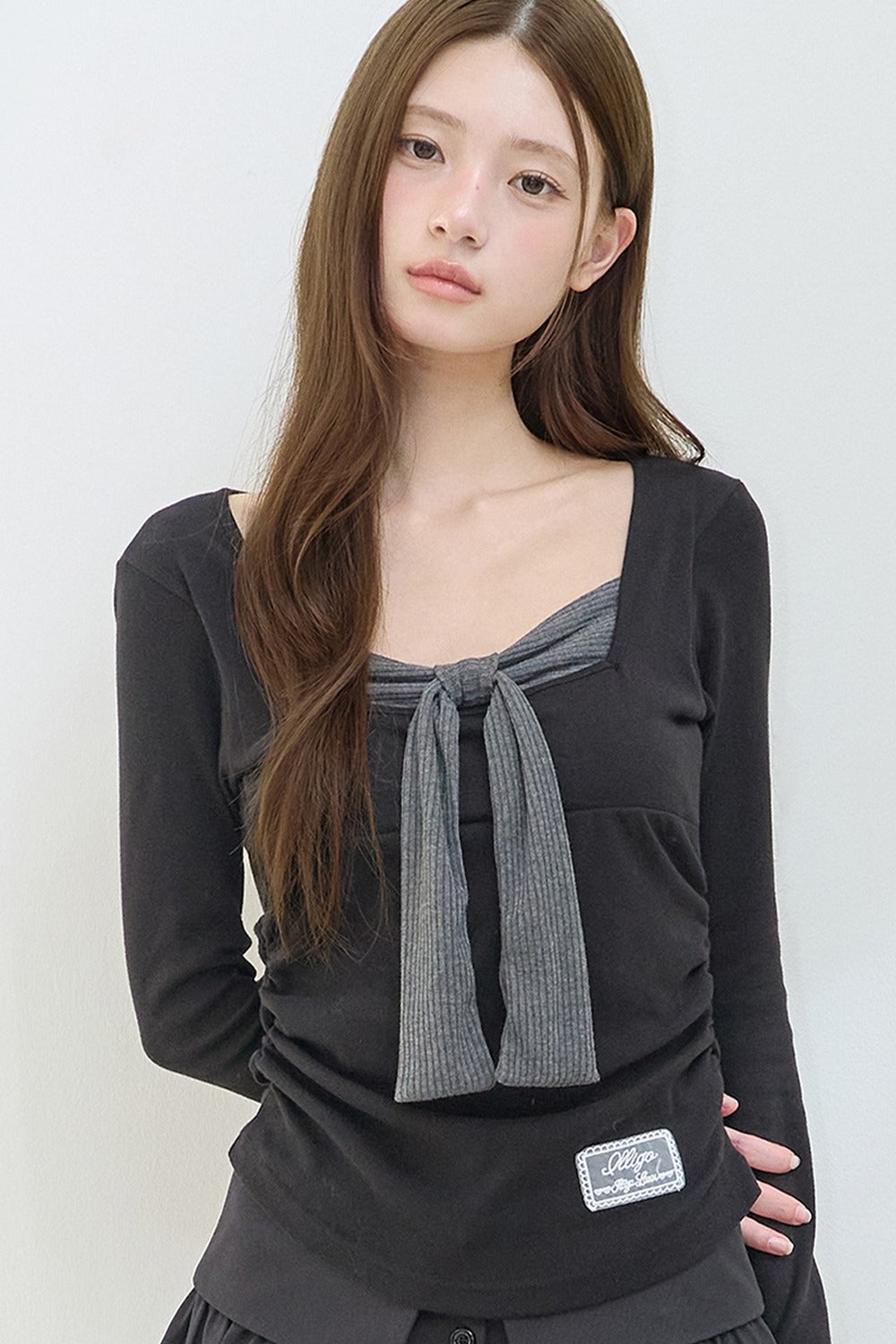 illigo-fw-26-layered-ribbon-tie-long-sleeve-black-black-s