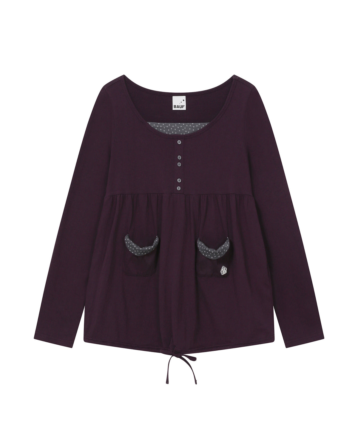 bauf-fw-26-star-pocket-shirred-long-sleeve-t-shirt-purple-purple-s