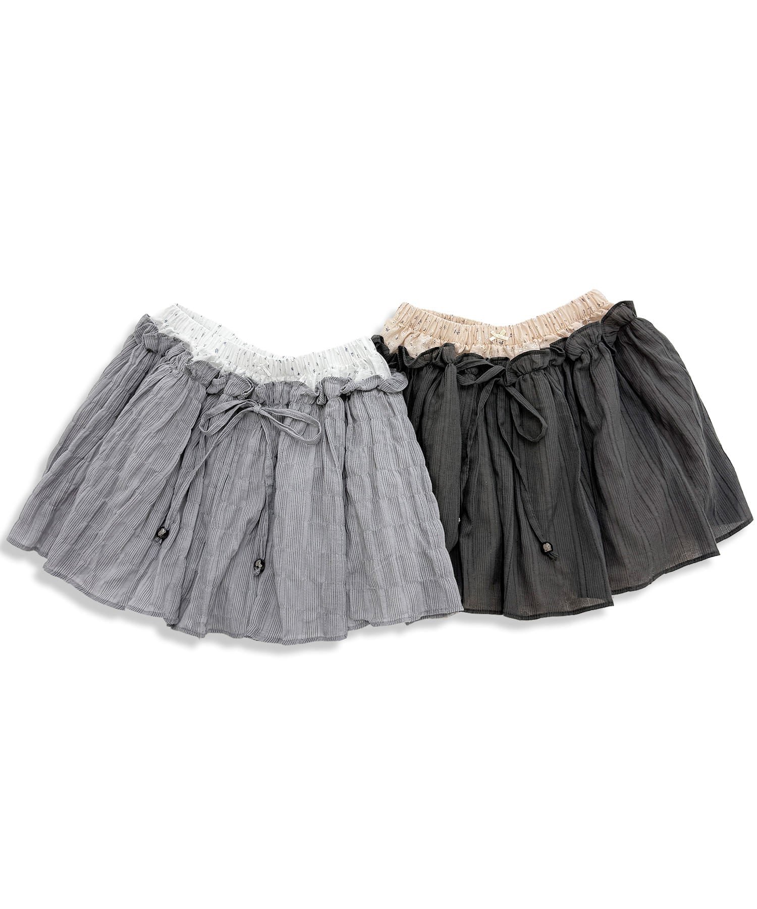 plasmasphere-ss-26-acacia-mix-shirred-layered-flared-skirt-pants-2color-grey-s