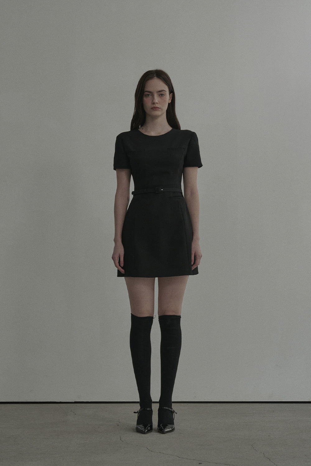 mausoleum-ss-25-belted-round-neck-suit-dressblack