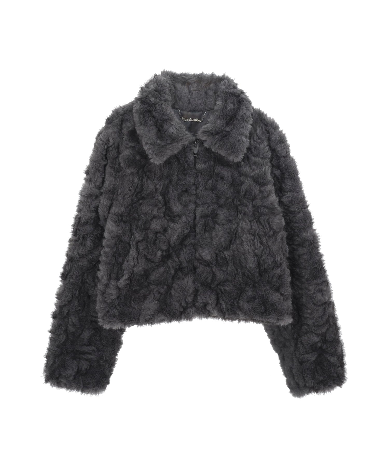 high-school-disco-ss-26-collar-zip-up-fur-jacket-charcoal-charcoal-s
