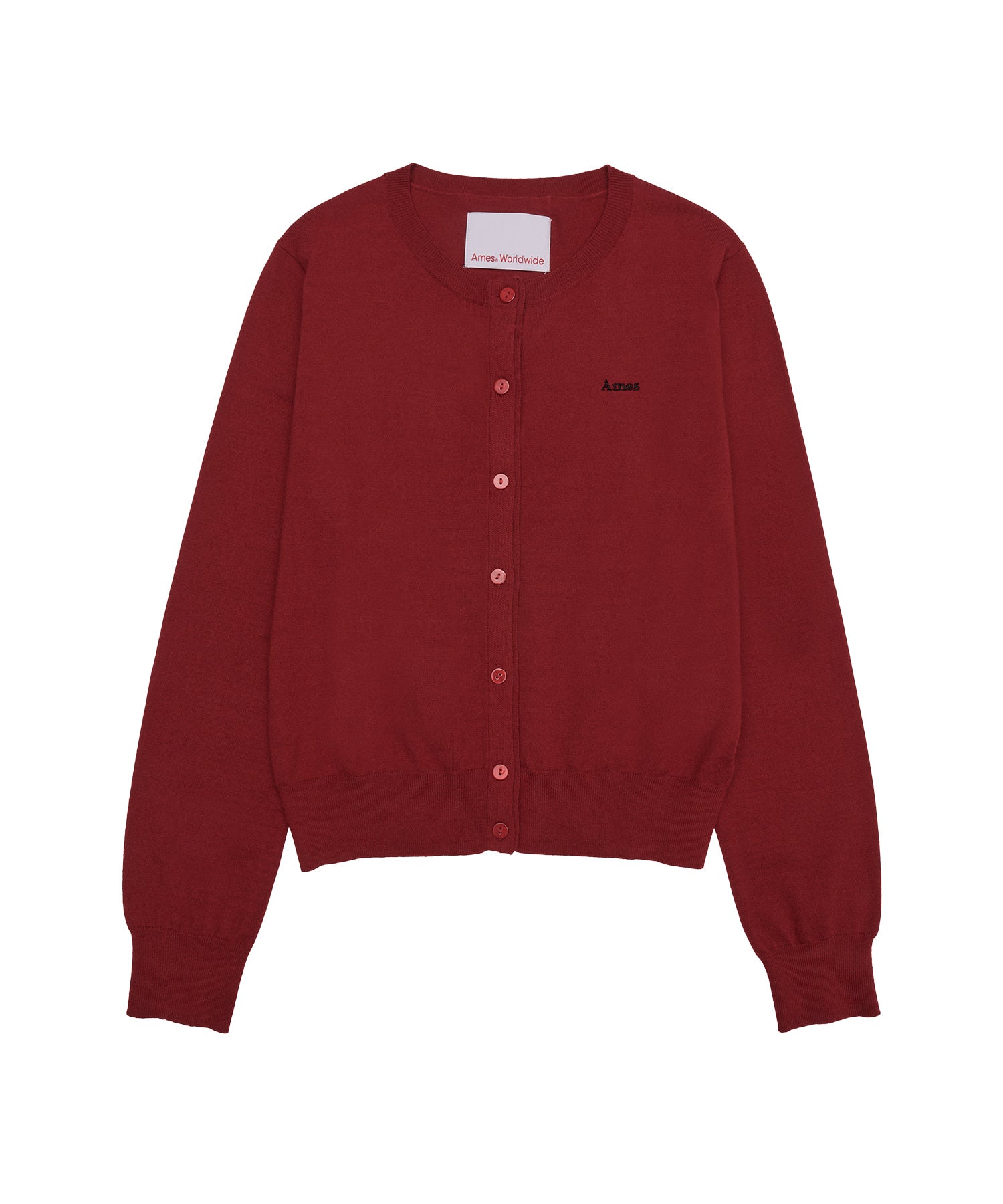 ames-worldwide-fw-25-basic-round-neck-cardigan-red-red-s