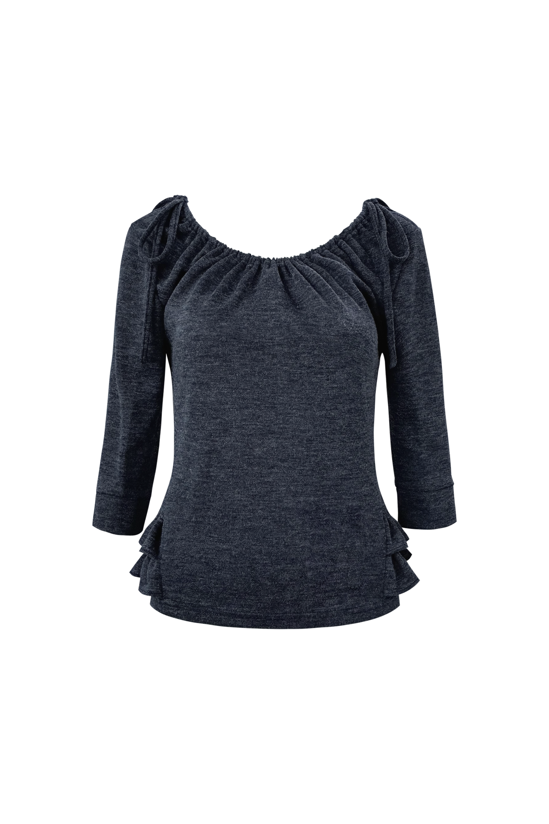 chemehc-ss-26-shirred-mid-sleeve-frill-top-navy-navy-s