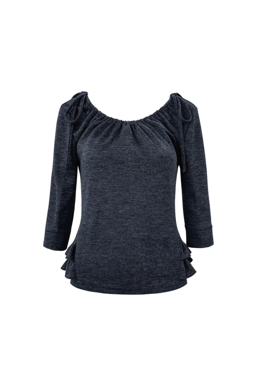 chemehc-ss-26-shirred-mid-sleeve-frill-top-navy-navy-s
