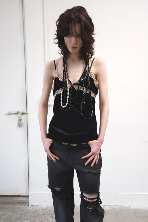 dared-fw-25-lace-traced-velvet-camisole-black-s
