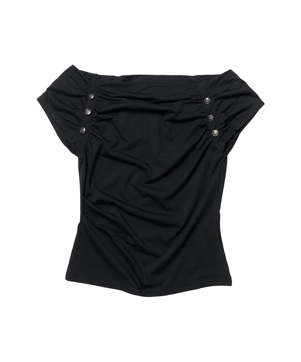 schism-inducing-ss-26-offshoulder-shirring-button-t-shirt-black-black-s