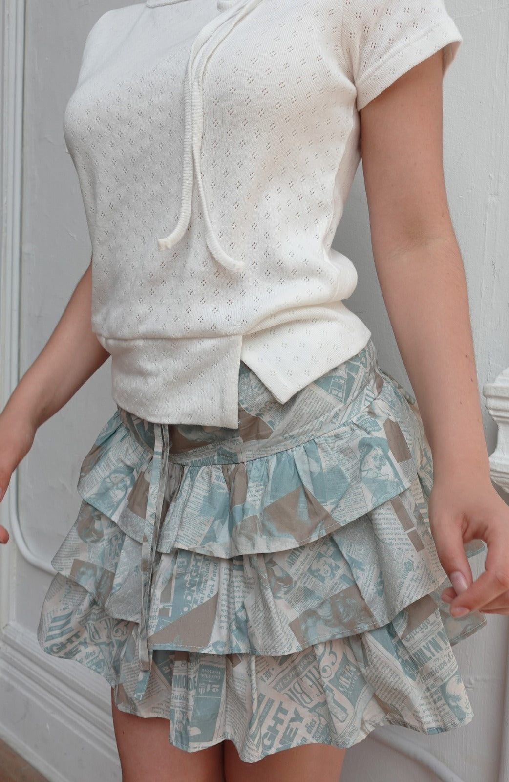 popsiz-ss-25-newspaper-tiered-ruffle-layered-mini-skirt-green-green-s