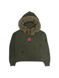 [SMOKEASTAR] Destroyed Fur Crimson Hoodie (KHAKI)