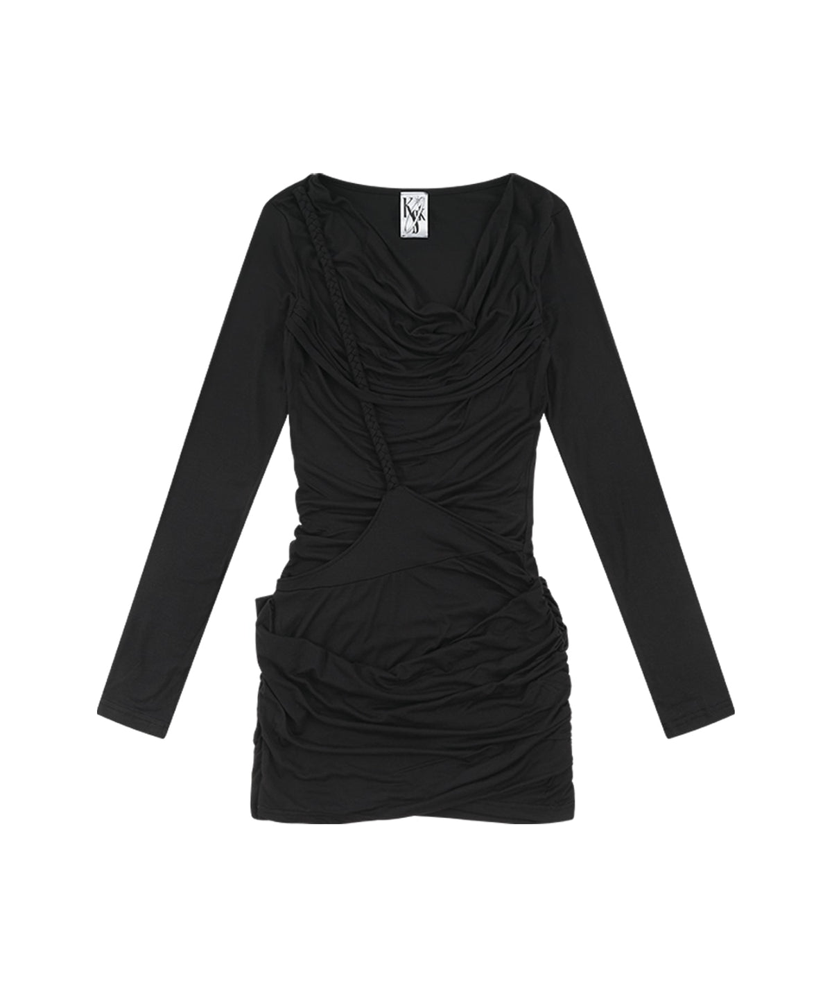 kashiko-fw-26-knot-drop-draped-dress-black-black-s