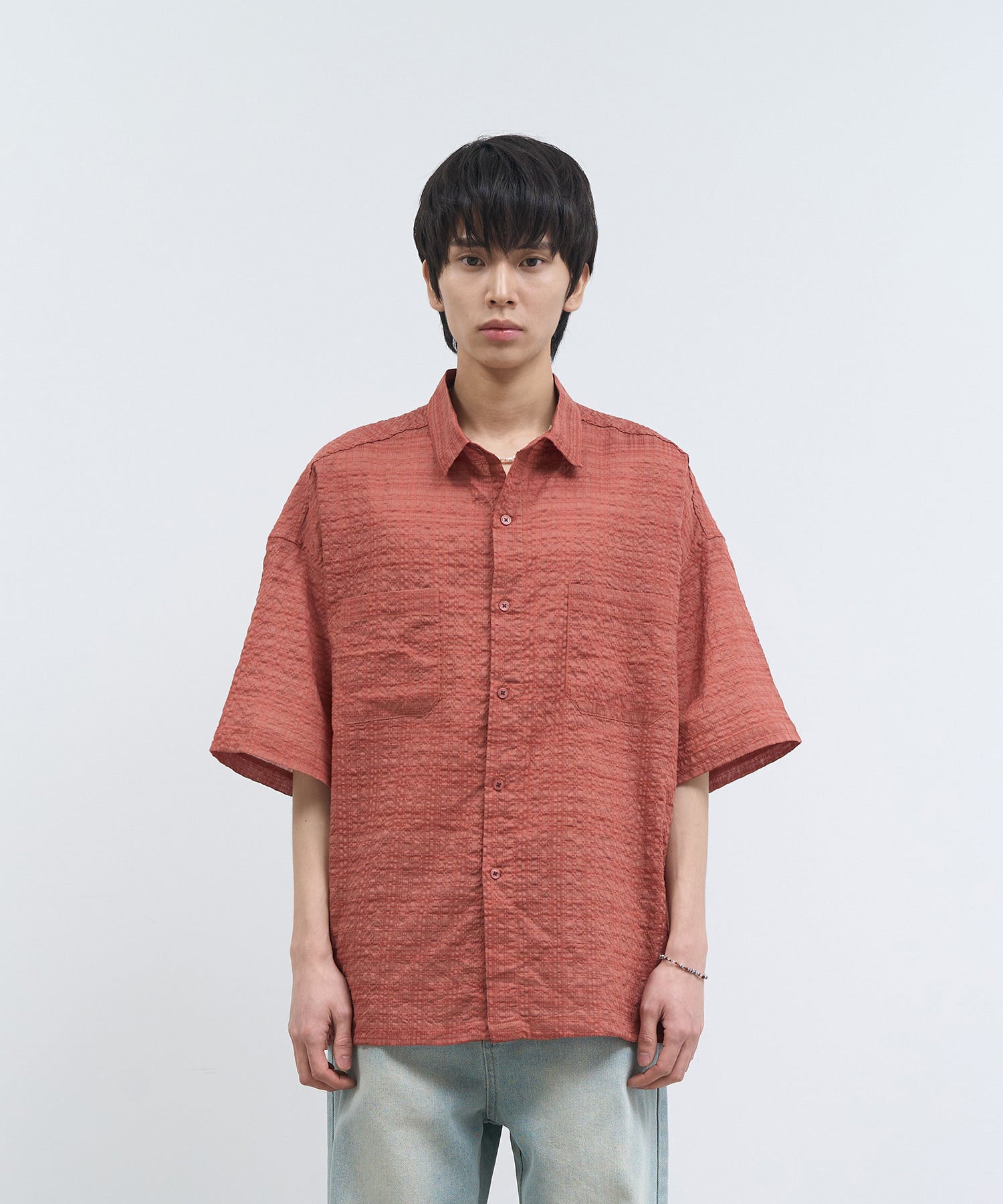 noise-ss-25-sheer-check-oversized-half-shirt-red-red-s