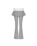 [WHISFAIRY] Hug Letter Folded Bootcut Skirt Pants - GRAY