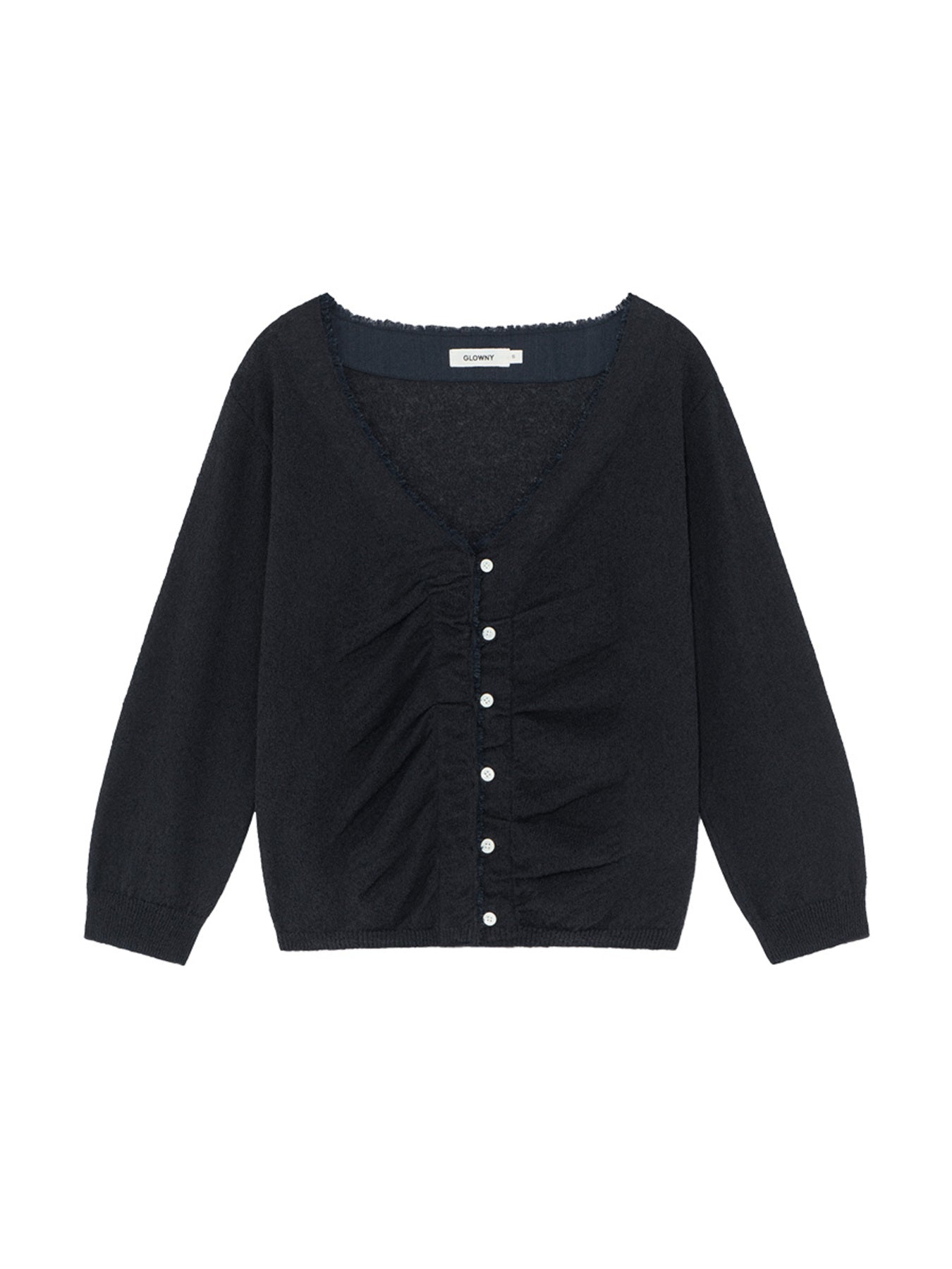 glowny-ss-26-sherbet-v-neck-fringe-cardigan-deep-navy-deep-navy-s